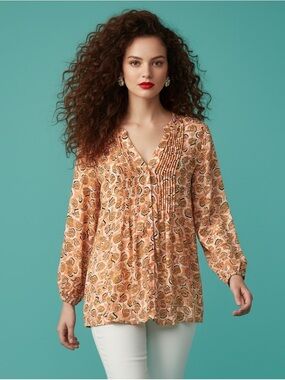 Melissa McCarthy Seven7 Peach Pattern Tunic Blouse - Size 0X